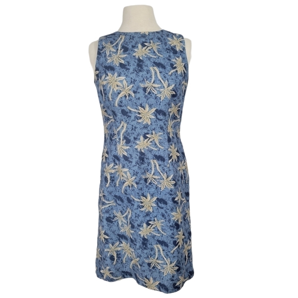 Samantha Taylor Blue Palm Tree Linen Dress